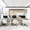 39F FURNITURE DREAM Ergonomischer Bürostuhl mit Armlehnen, 360° drehbar, höhenverstellbar 75–85 cm, Stoff Beige, mit Rollen für Home Office Bild 4