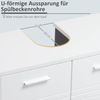 kleankin Waschbeckenunterschrank Badezimmerschrank Waschtischunterschrank mit 2 Türen Regal verstellbar U-förmiger Ausschnitt Spanplatte Weiß 60 x 30 x 62,5 cm Bild 5