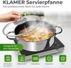 KLAMER Servierpfanne mit Deckel 28cm Induktion, antihaftbeschichteter Edelstahl Schmortopf…, Energiesparend, Güteglasdeckel, tropffrei abgießen Bild 2