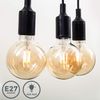 Pendelleuchte Retro Nordic 3x Fassung E27 Textil Kabel Deckenlampe schwarz 2m Bild 3