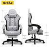 GTPLAYER Gaming Stuhl Ergonomischer Gaming Sessel Schreibtischstuhl mit Stoffoberfläche, Federsitzkissen, Verbindungsarmlehnen und Fußstütze Weiß-Grau Bild 3