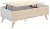 Dmora - Cuna Couchtisch, Wohnzimmer-Zeitungsständer mit Ablagefach, niedriger hochklappbarer Couchtisch, 99 x 60 x 41 cm, Eiche und Weiß Bild 5