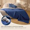 LAYNENBURG Premium Musselin Tagesdecke 180x220 cm - 100% Baumwolle - extraweiche Baumwolldecke als Kuscheldecke, Bett-Überwurf, Sofa-Überwurf, Couch-Überwurf - warme Sofa-Decke (Blau) Bild 4