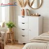 FurnitureR Kommode Weiß mit 4 Schubladen und Schrank, MDF Aufbewahrungsschrank mit Verstellbaren Regalböden, Schubladenschrank für Wohnzimmer Schlafzimmer Flur Büro, 55 x 30 x 82 cm Bild 3
