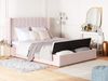 Bett mit Stauraumbank NOYERS 180 x 200 cm Samtstoff Pastellrosa Bild 2