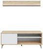 amuéblate online Moderner TV-Schrank mit 1 Tür und 2 Fächern + L-Regal, Modell Edu, Finish in Weiß und kanadischer Eiche Bild 4