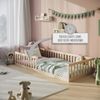 Kids Collective Kinderbett Bodenbett Bett mit Rausfallschutz & Lattenrost Montessori Bett Kinder (weitere Größen, 120x200, 140x200 cm), Jugendbett Einzelbett mit Matratze, natur Kiefer 90x200 cm Bild 2