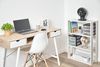 Iris Ohyama, Bücherregal, 3-stufiges Regal, 14 cm breite verstellbare Regale, Stabil, Industriell, Waschküche, Wohnzimmer, Eingangsbereich, Schlafzimmer, Büro - Open Wood Rack OWR-600-Eiche weiß Bild 4