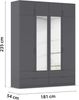 Rauch Möbel Lagoa, Kleiderschrank, Garderobe für Schlafzimmer, Kinderzimmer, Jugendzimmer 8-türig, mit Spiegel, 4 Schubladen, Farbe Grau metallic, Schwarz, Breite 181 Bild 3