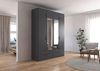 Rauch Möbel Lagoa, Kleiderschrank, Garderobe für Schlafzimmer, Kinderzimmer, Jugendzimmer 8-türig, mit Spiegel, 4 Schubladen, Farbe Grau metallic, Schwarz, Breite 181 Bild 2