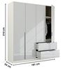 Kleiderschrank Drehtürenschrank Modern | 4-türig | mit Schubkästen | glasweiß / alpinweiß | 181x210 Bild 3
