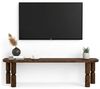 Dmora - Fernsehschrank Ceres, Ständer für Wohnzimmerfernseher, Niedriges Wohnzimmer-Sideboard, TV-Ständerbasis, 140x35h40 cm, Nussbaum Bild 3