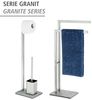 WENKO GRANIT Toilettenpapierhalter, Grau, stehend, mit WC-Garnitur, Edelstahl rostfrei Bild 3