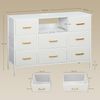HOMCOM Kommode mit europäischer Steckdosenleiste, Stahlrahmen (Schubladenschrank, 1 St, Aufbewahrungsschrank mit 8 Schubladen aus Stoff), für Flur, Schlafzimmer, Wohnzimmer und Büro, Cremeweiß Bild 3