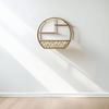 Well Home - Wandregal aus Holz, Metall, rund, goldfarben Bild 2