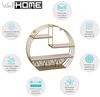 Well Home - Wandregal aus Holz, Metall, rund, goldfarben Bild 4