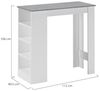 Dmora Küchenhalbtisch mit 4 Regalen, Barschrank, Beistelltisch, 112x49,50xh106 cm, Weiß und Zementfarbe Bild 3