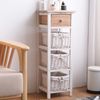 Rebecca Mobili Badschrank, Schubladenkommode im Country-Stil, 1 Schublade 3 Weidenkörbe, Paulownienholz, Weiß Braun, Schlafzimmer Badezimmer – Maße: 85 x 31 x 27 cm (HxLxB) – Art. RE4359 Bild 2