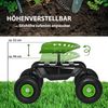 Gartenscooter mit Ablage Stahl 150 kg Sitzhöhe 44-52 cm Sitz 360° drehbar Lufträder in Schwarz-grün Bild 4