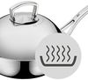 WMF Wok Multiply Wok mit Edelstahldeckel, 32 cm, 3-Schicht-Material: Innenseite Cromargan® Edelstahl rostfrei 18/10, im Kern Aluminium, Außenseite Chromstahl (1x Wokpfanne 32 cm - optimal für Herdplatten mit Ø 22 cm, 1x Metalldeckel mit stufenlos einst... Bild 4