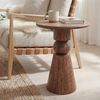 Beistelltisch Mango Massivholz Braun 35cm - Design Anstelltisch Holz - Runder Wohnzimmertisch Massiv - Loungetisch Couchtisch Natur Handmade Bild 2