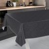 Tischdecke abwaschbar Wachstuch Wachstuchtischdecke Gartentischdecke Leinen-Optik Pflegeleicht Wasserabweisend 140x120 cm (Rechteckig) Anthrazit mit Saum Bild 2