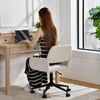 39F FURNITURE DREAM Skandinavischer Bürostuhl aus Stoff, beige, drehbar, höhenverstellbar und 5 Rollen für Kinder, die zu Hause Arbeiten, 56,5 x 57,5 x 75-85 cm Bild 5