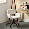 39F FURNITURE DREAM Skandinavischer Bürostuhl aus Stoff, beige, drehbar, höhenverstellbar und 5 Rollen für Kinder, die zu Hause Arbeiten, 56,5 x 57,5 x 75-85 cm Bild 2