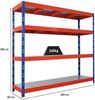 PROREGAL Profi Schwerlastregal Rhino EXTRA BREIT Blau/Orange HxBxT 180 x 200 x 60 cm Fachlast 500kg 4X Stahlplatten-Ebenen Garagenregal, Lagerregal, Steckregal, Weitspannregal Bild 2