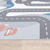 Paco Home Teppich Kinderzimmer Kinderteppich Spielteppich Junge Mädchen Tiere Straßen Muster rutschfest Creme Blau Grau, Grösse:200x290 cm Bild 2