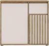 Forte ELISTON Kommode 90, moderne Kommode mit Lamellendesign, 2-türig, 1 Schublade, Wohn-/Schlafzimmer, Mauvella Eiche Holzdekor|Kashmir Beige, 89 cm breit x 81,7 cm hoch x 41,5 cm tief Bild 3