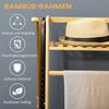 HOMCOM Kleiderständer mit zwei Kleiderhaken, Kleiderstange, 2 Ablagen, (Jackenständer, 1 St, Kleiderständer), für Schlafzimmer, Flur, Bambus, Natur Bild 4