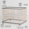 Sämann Laufstall Baby mit Matratze Cloud Air und Schlupfsprossen | TÜV geprüft | stufenlos höhenverstellbar | Laufgitter Premium | Babybett aus Holz | Krabbelgitter (grau/natur, 75x100 cm) Bild 2