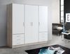 FORTE Jupiter Kleiderschrank 4-türig, 6 Schubkästen, Holzwerkstoff, Sandeiche / Weiß, 206. 5 x 60 x 200 cm Bild 2