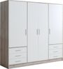 FORTE Jupiter Kleiderschrank 4-türig, 6 Schubkästen, Holzwerkstoff, Sandeiche / Weiß, 206. 5 x 60 x 200 cm Bild 4