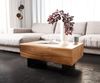 Couchtisch New Live-Edge 80x60 cm Akazie Natur 2 Schubladen Fuß schwebend Metall Schwarz Bild 5