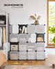 Songmics Regalsystem, Schuhregal, Set aus 16 Würfeln, Kleiderschrank aus Kunststoff, mit Türen, Steckregal, Aufbewahrung von Kleidung, Schuhen und Büchern, einfache Montage, grau LPC443G01 Bild 2