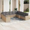 vidaXL 11-tlg. Garten-Sofagarnitur mit Kissen Beige Poly Rattan 3251526 Bild 2