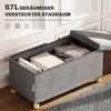 HOMCOM Sitzbank mit Stauraum, faltbar, mit Samtoptik, Sitztruhe (Truhenbank, 1-St, Polsterbank), für Flur Schlafzimmer Wohnzimmer, 76 x 38 x 38 cm Grau Bild 4