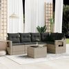 vidaXL 6-tlg. Garten-Sofagarnitur mit Kissen Hellgrau Poly Rattan 3252479 Bild 2