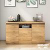 Skraut Home – Sideboard – Naturemodell – 140 x 40 x 81 cm – Eingangsseitenschrank mit 3 Türen – nordischer Stil – Melamin – Eiche und Schwarz Bild 2