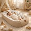 Babynest Nestchen Baby Set für Neugeborene – 5-teilig – Kuschelnest aus 100% Baumwolle & Waffelpique – Babykokon tragbar – für Babybett, Kinderbett & Kinderwagen – OEKO-TEX - ZOO und Braun Bild 2