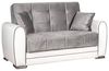 Dmora - Schlafsofa Pablito, Eck-Container-Schlafsofa aus Kunstleder und Stoff, Wohnzimmersofa mit klick-Klack-Öffnung und umkehrbarer Halbinsel, cm 163x84h91, Weiß und Grau Bild 2
