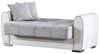 Dmora - Schlafsofa Pablito, Eck-Container-Schlafsofa aus Kunstleder und Stoff, Wohnzimmersofa mit klick-Klack-Öffnung und umkehrbarer Halbinsel, cm 163x84h91, Weiß und Grau Bild 4
