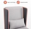 M MCombo Ohrensessel mit Hocker, Polstersessel Relaxsessel für Wohnzimmer, Lesesessel Bequem, Loungesessel Modern, Stoff/Kunstleder 4707 (Grau) Bild 5