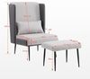 M MCombo Ohrensessel mit Hocker, Polstersessel Relaxsessel für Wohnzimmer, Lesesessel Bequem, Loungesessel Modern, Stoff/Kunstleder 4707 (Grau) Bild 3