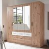 Stella Trading FLORIDA Eleganter Kleiderschrank mit Spiegel - Vielseitiger Drehtürenschrank mit viel Stauraum in Artisan Eiche Optik, Weiß - 212 x 213 x 60 cm (B/H/T) Bild 2