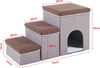 [en. casa] 'Vojens' Hundetreppe mit 3 Stufen und Höhle, MDF braun / grau, 33 x 76 x 43 cm Bild 5