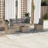 vidaXL 6-tlg. Garten-Sofagarnitur mit Kissen Beige Poly Rattan 3217359 Bild 2