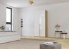 Rauch Möbel Alabama, Kleiderschrank, Garderobe, 2-türig, Zubehör Premium, 1 Kleiderstange, 2 Einlegeböden, Schubladeneinsatz, Farbe Hochglanz Weiß/Eiche Artisan, Griff Grau metallic, 91 x 210 x 54 cm Bild 2